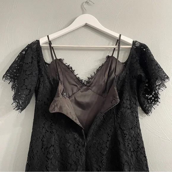 Bardot Karlie Lace Off-The-Shoulder Dress knee length black size Medium cocktail - Picture 12 of 16
